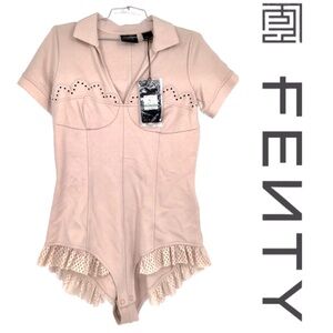 NWT Fenty Cameo Rose Ruffle Bottom Bodysuit